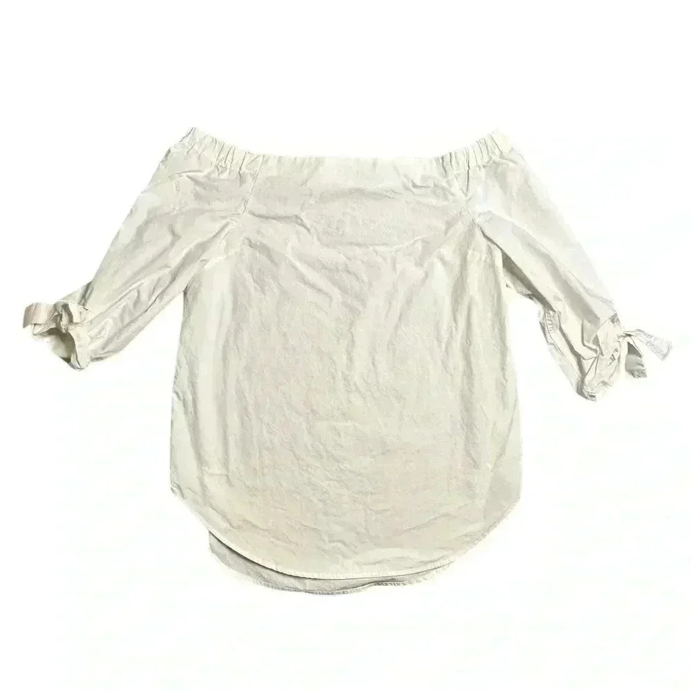 Babaton Aritzia Shirt Off The Shoulder Malik Blouse Gray 3/4 Sleeves Small